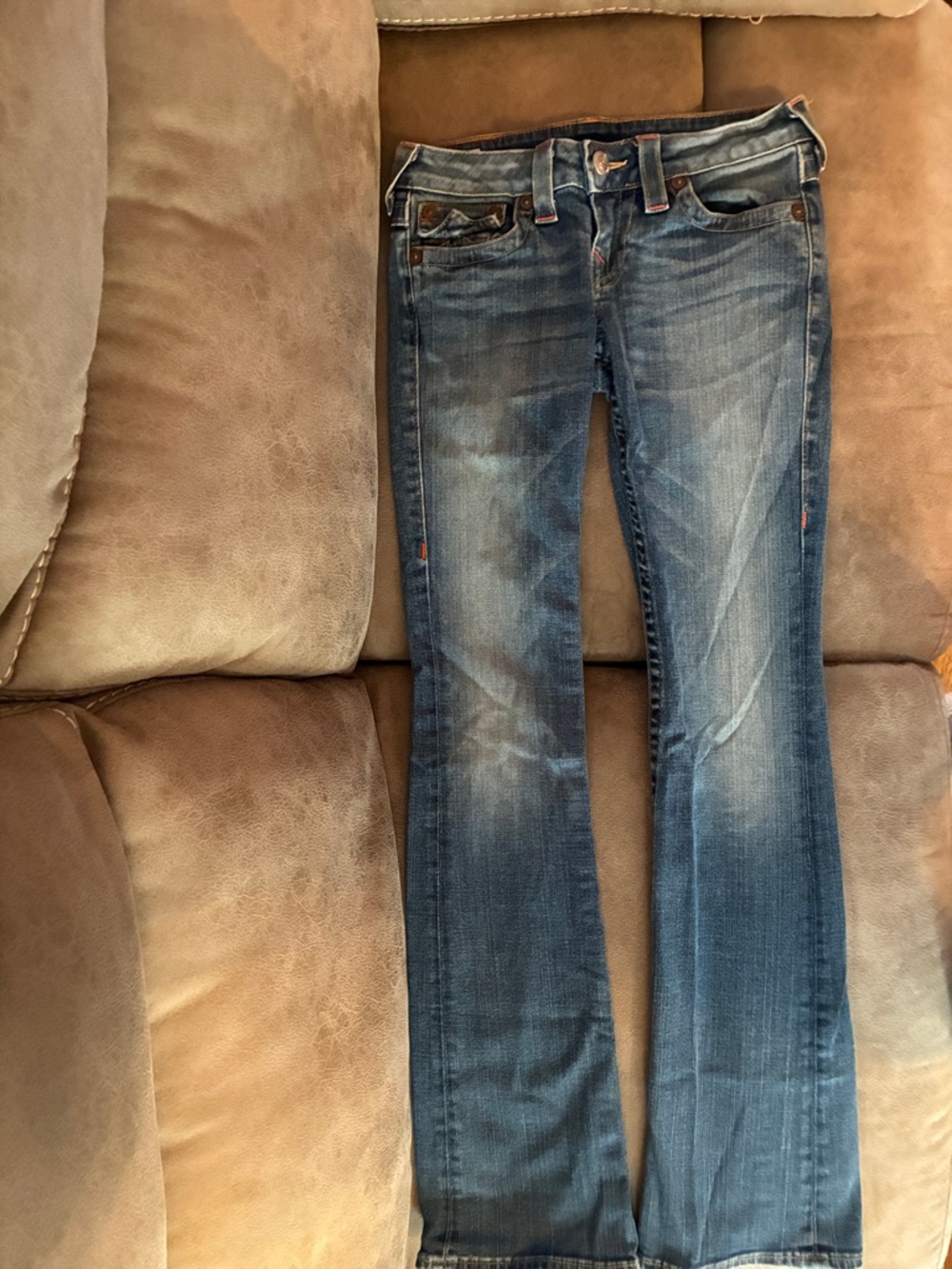 True Religion Women's Blue Denim Jeans - Classic Pocket Stitch - Picture 6 of 7